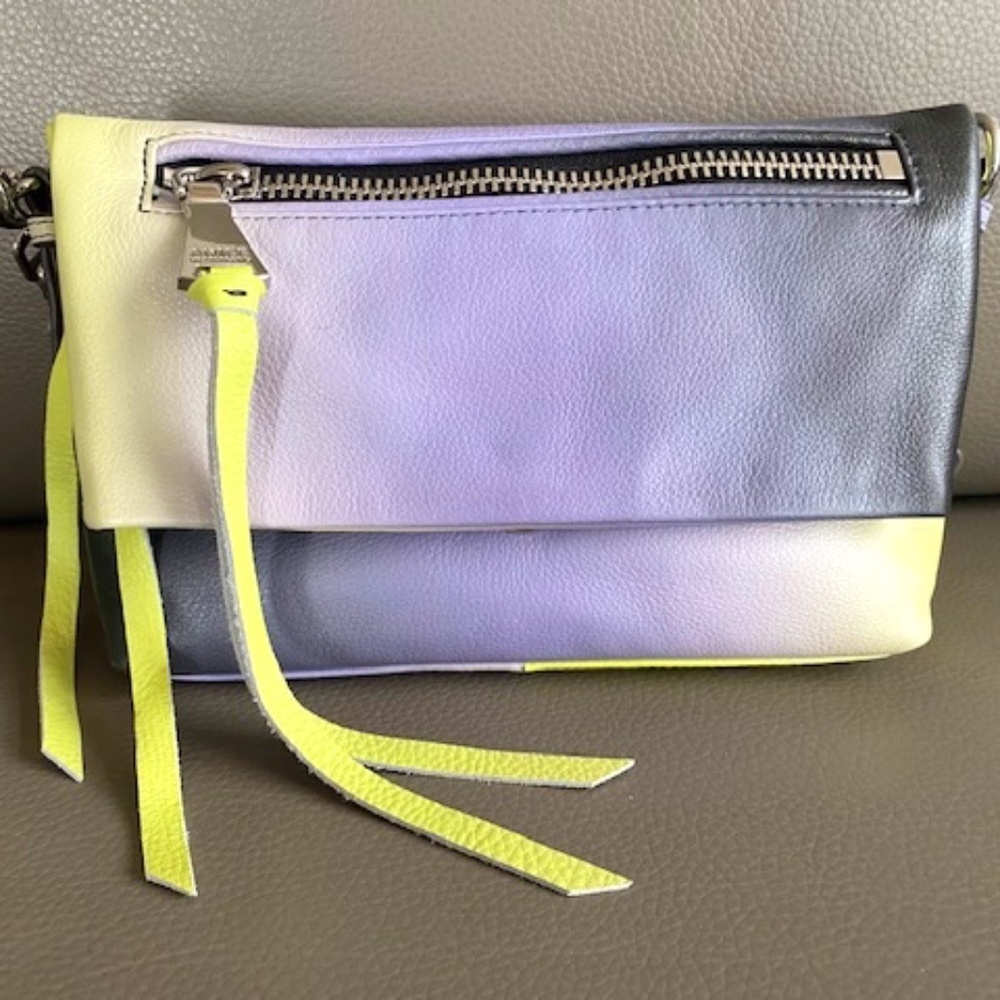 Aimee Kestenberg "Ombre Reef" crossbody leather purse gradient purple lime - NEW